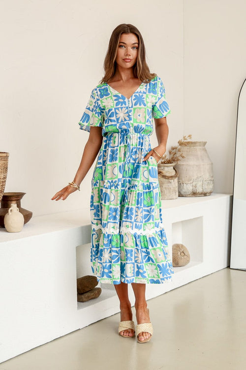 Utopia Ric Rac Midi Dress - Seafoam