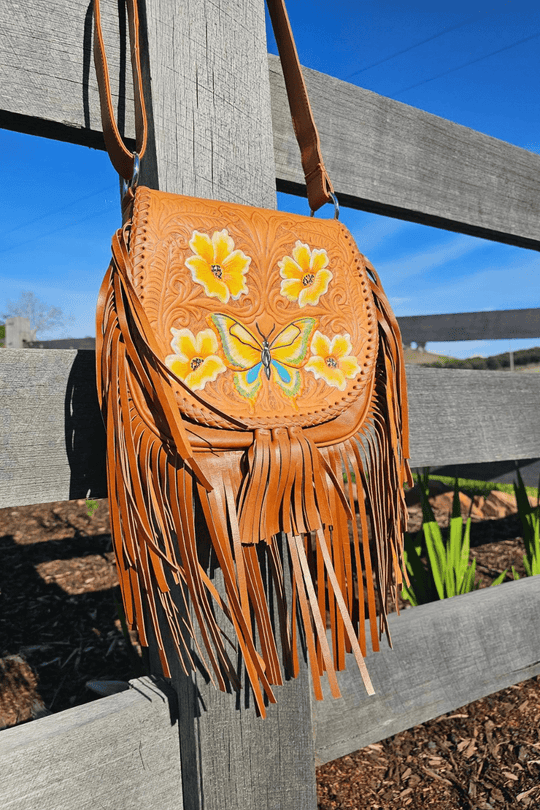 Leather Boho Handbag - Handwoven Textile - AURA MAYA – Aura Maya