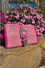 Esmeralda Clutch Bag - Baby Pink/Fuchsia