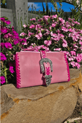 Esmeralda Clutch Bag - Baby Pink/Fuchsia