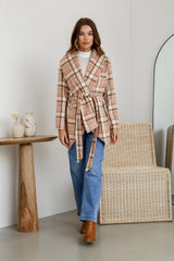 Hannah Collared Coat - Checkered