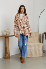 Hannah Collared Coat - Checkered