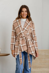 Hannah Collared Coat - Checkered