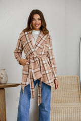 Hannah Collared Coat - Checkered