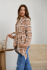 Hannah Collared Coat - Checkered