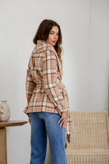 Hannah Collared Coat - Checkered