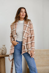 Hannah Collared Coat - Checkered