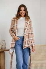 Hannah Collared Coat - Checkered