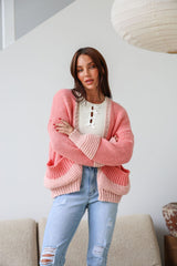 Minnesota Chunky Knit Cardigan - Melon