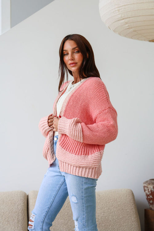 Minnesota Chunky Knit Cardigan - Melon