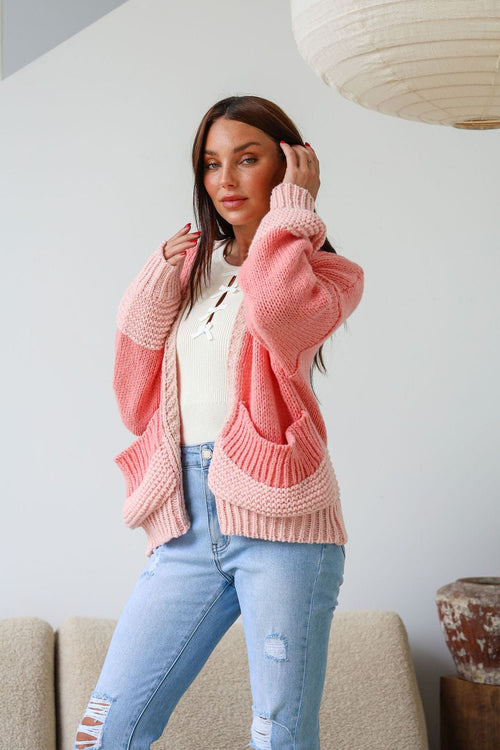 Minnesota Chunky Knit Cardigan - Melon