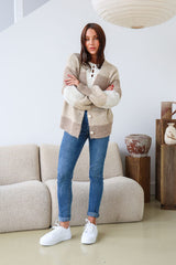 Sadie Striped Cardigan - Beige