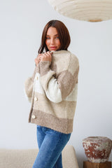 Sadie Striped Cardigan - Beige