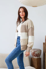 Sadie Striped Cardigan - Beige