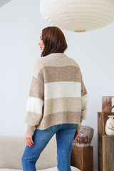 Sadie Striped Cardigan - Beige