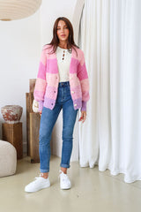 Sadie Striped Cardigan - Pink