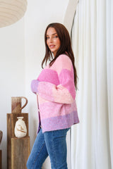 Sadie Striped Cardigan - Pink