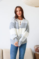 Sadie Striped Cardigan - Grey