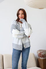 Sadie Striped Cardigan - Grey