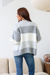 Sadie Striped Cardigan - Grey