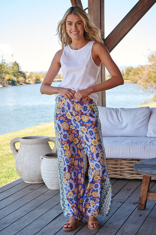 Lola Wide Leg Pants - Rusty Blue