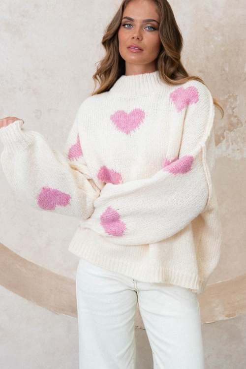 Lover’s Lane Sweater - Pink Hearts