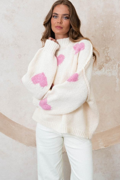 Lover’s Lane Sweater - Pink Hearts