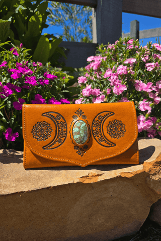 Night Sky Moon Wallet - Dark Tan