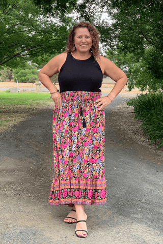 Wildflower Maxi Skirt - Mint Floral