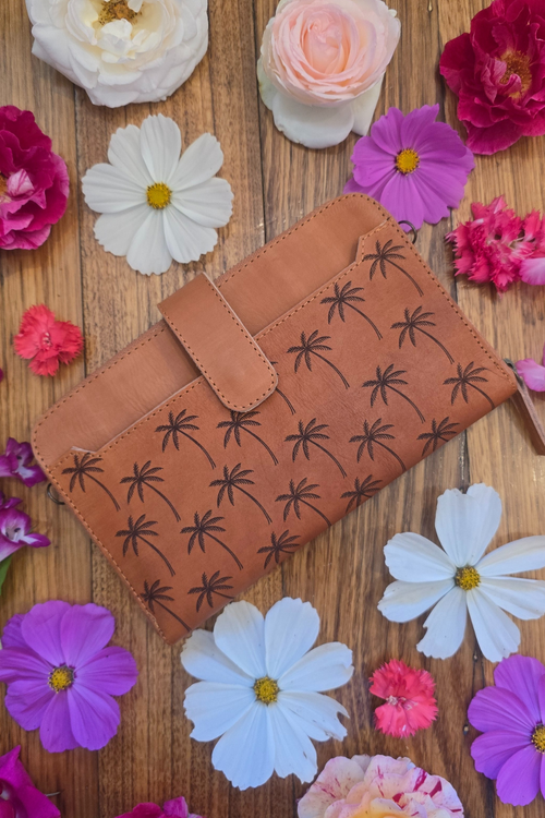 Serenity Palms Clutch Wallet - Tan