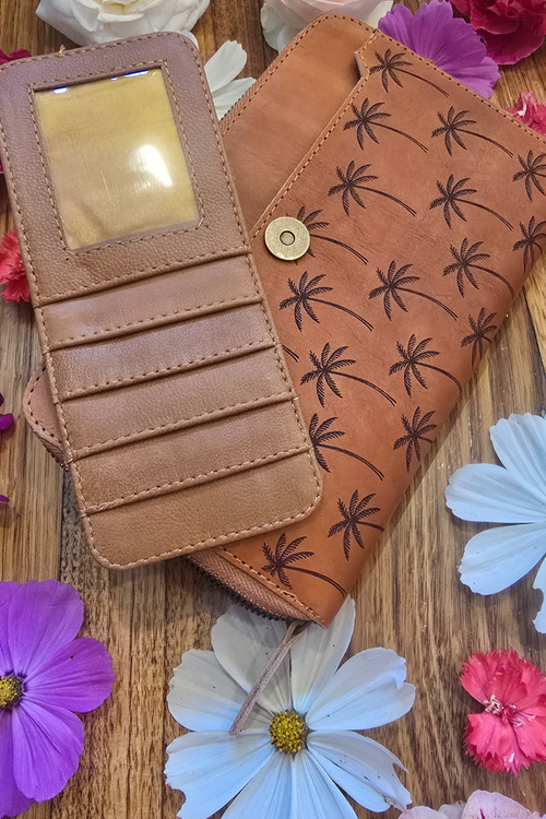 Serenity Palms Clutch Wallet - Tan