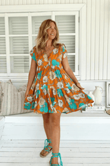 Tracey Mini Dress - Aqua Fields