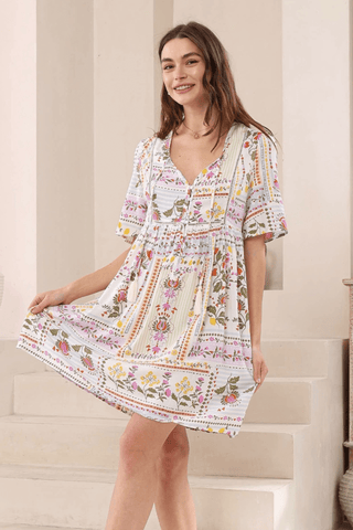 Wandering Folk Olive Mini Dress - Rosa