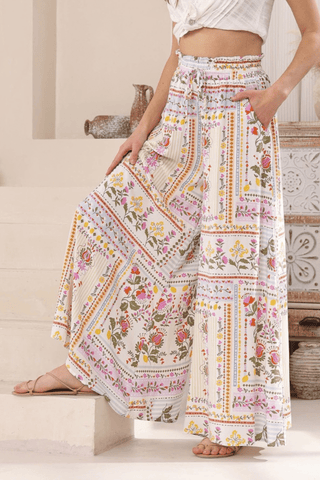 Embroidered Palm Midi Dress - Latte